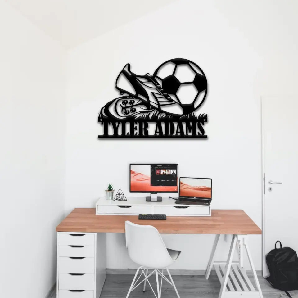 Soccer Stride Personalized Metal Ball and Shoe Sign