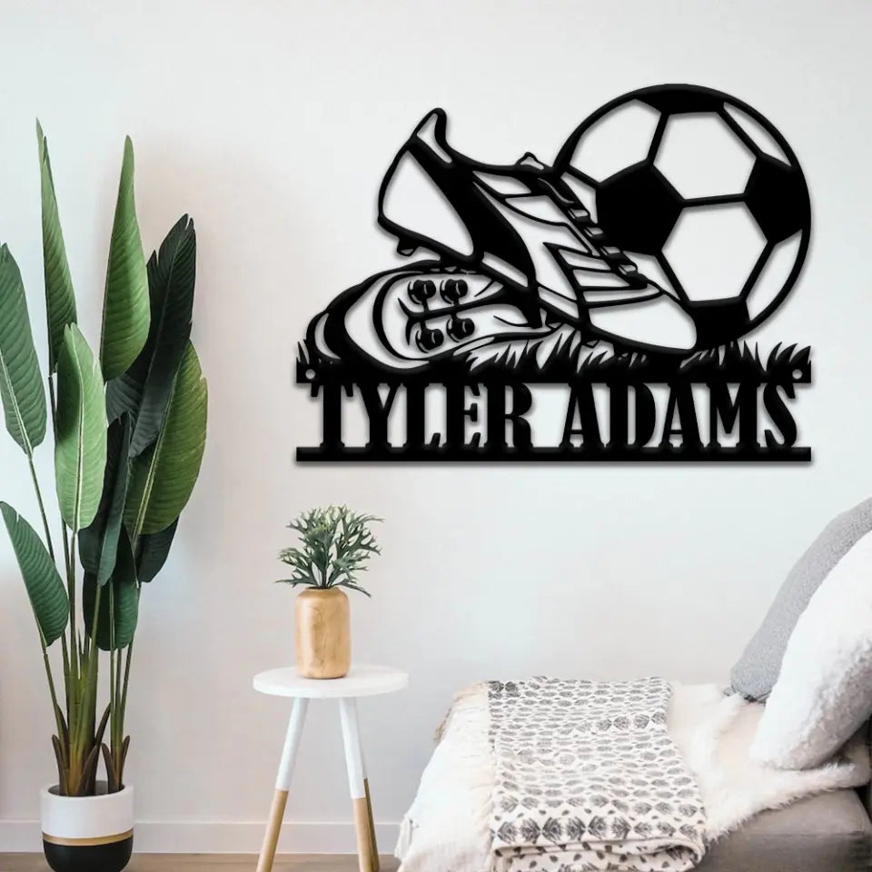 Soccer Stride Personalized Metal Ball and Shoe Sign