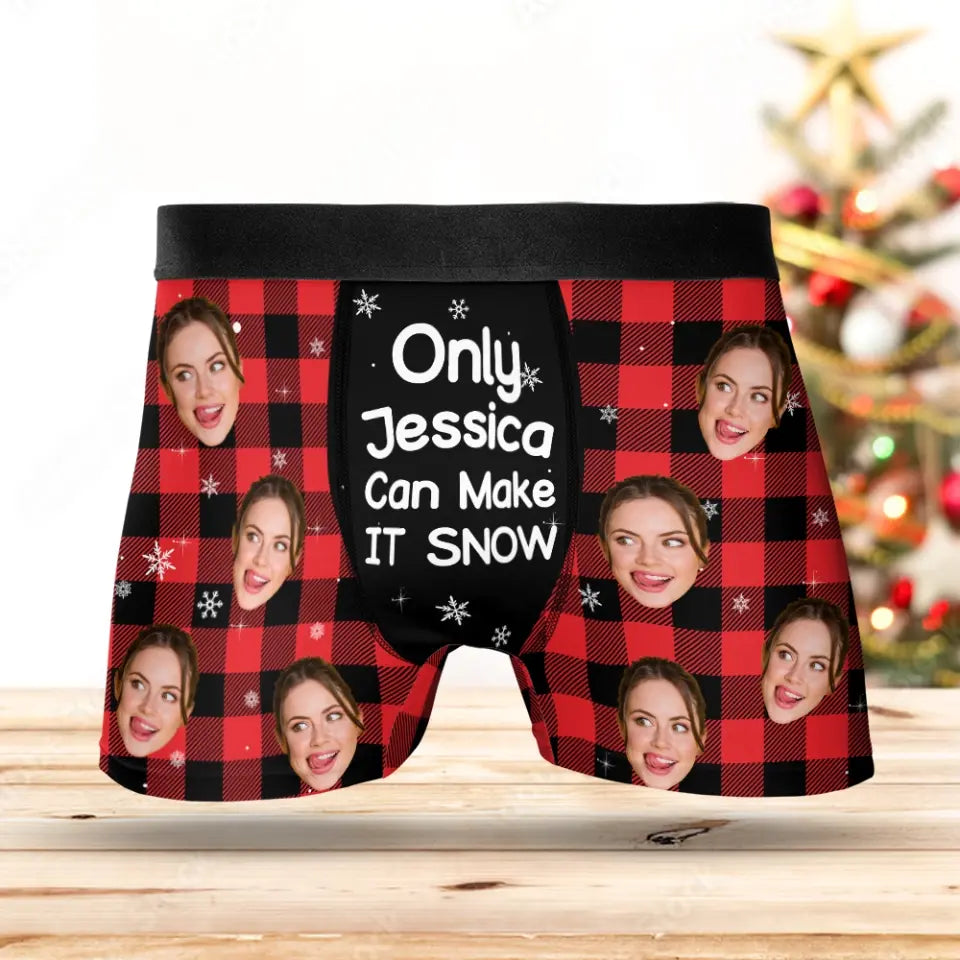 If You Jingle My Bells - Personalized Photo Men's Boxer Briefs - Funny Christmas Gift For Him, Naughty Gift for Husband, Boyfriend