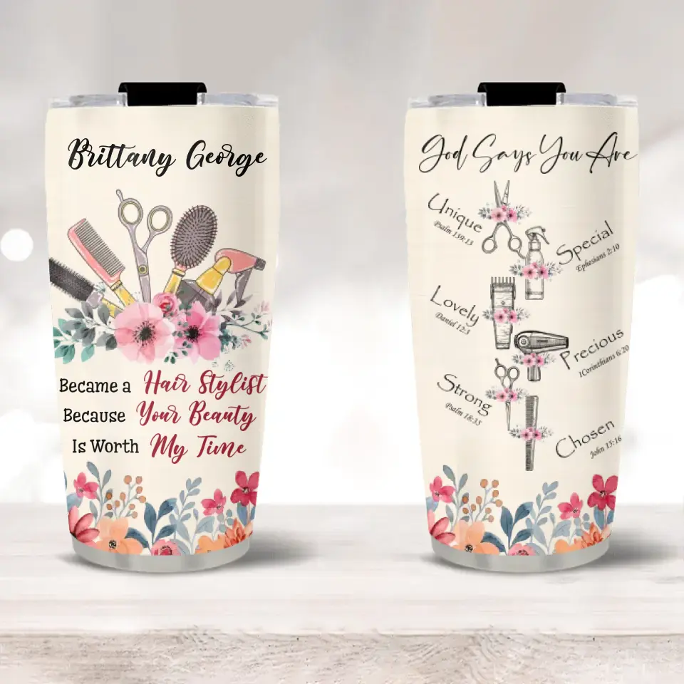 God Says You Are Hair Stylist Personalized Tumbler Gift For Hair Stylist Hairdresser