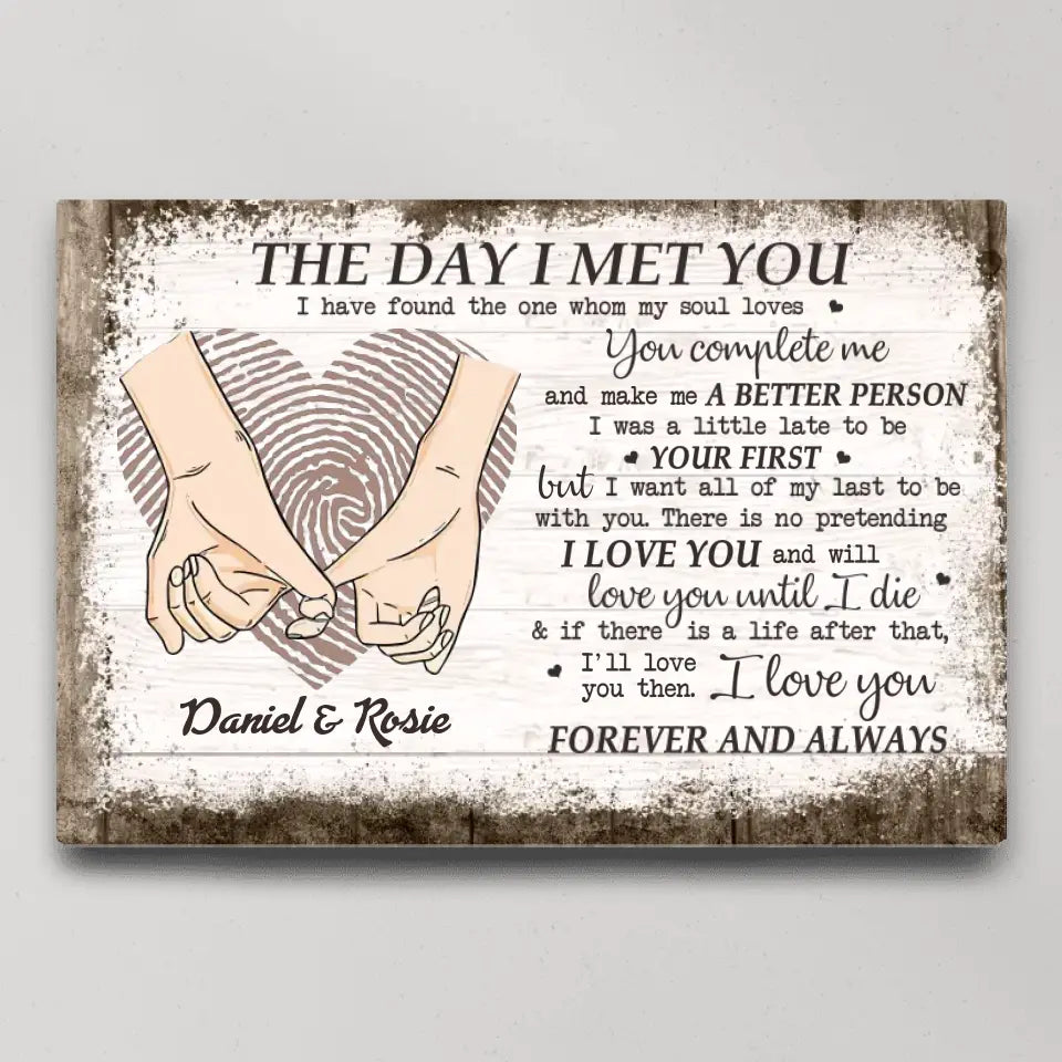The Day I Met You I Found My Missing Piece - Canvas Poster Wall Art - Personalized Gift For Couples