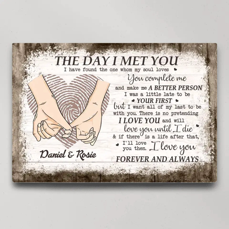 The Day I Met You I Found My Missing Piece - Canvas Poster Wall Art - Personalized Gift For Couples