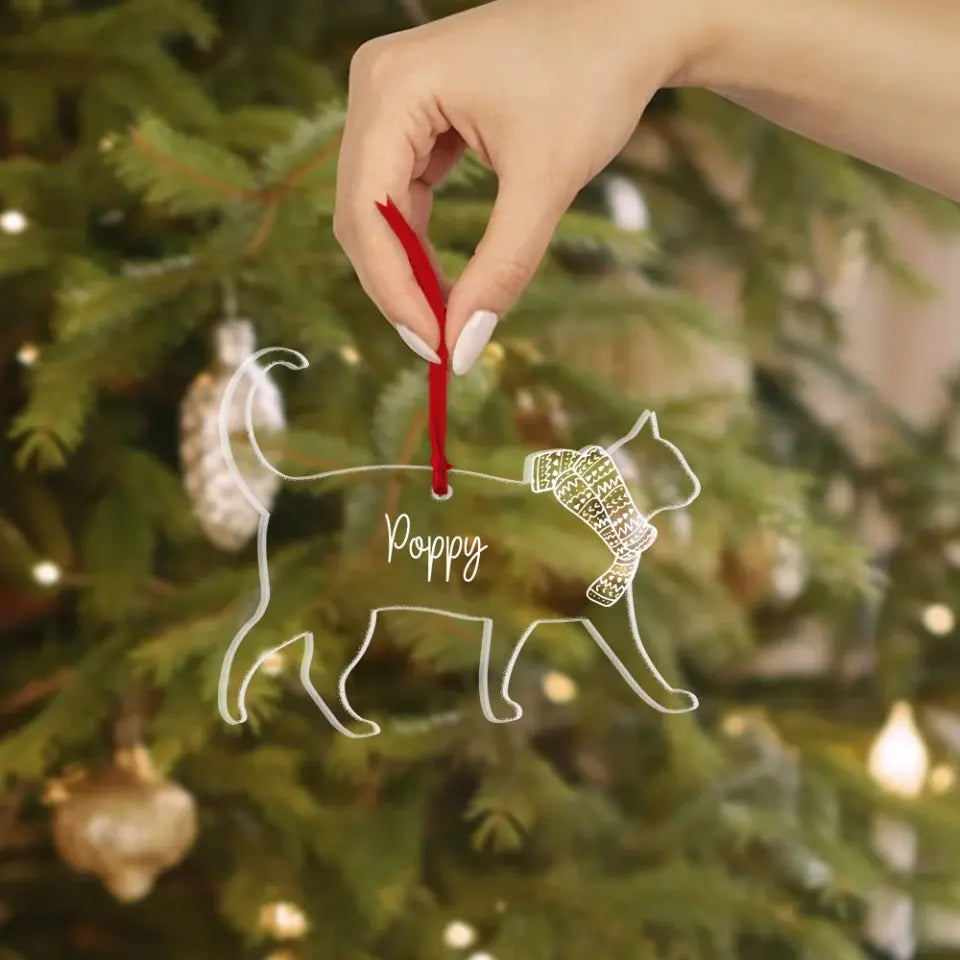 Dog Cat Scarf Christmas Custom Acrylic Ornament Gift For Pet Lovers