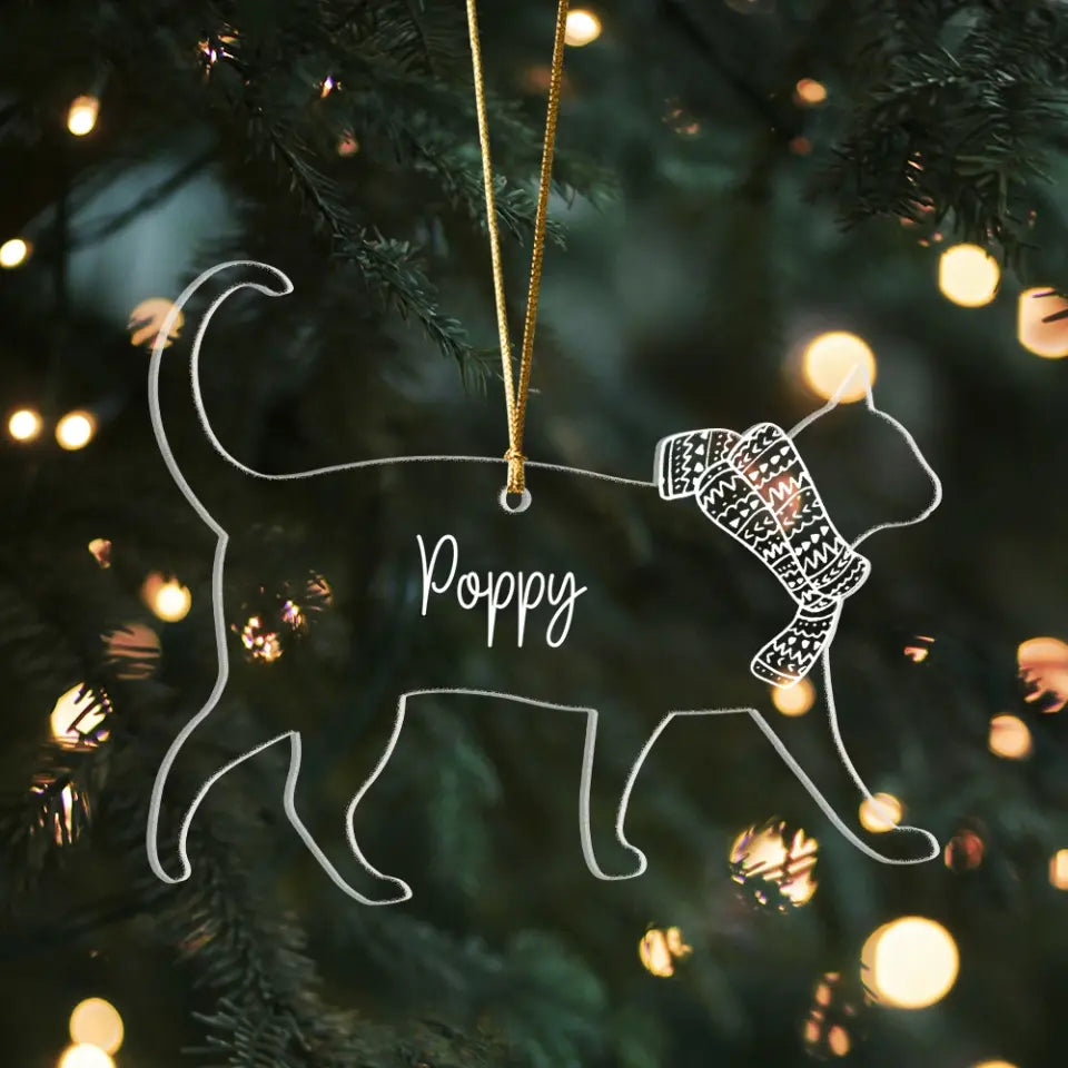 Dog Cat Scarf Christmas, Custom Name Acrylic Ornament, Gift For Pet Lovers | 311IHPBNOR1267