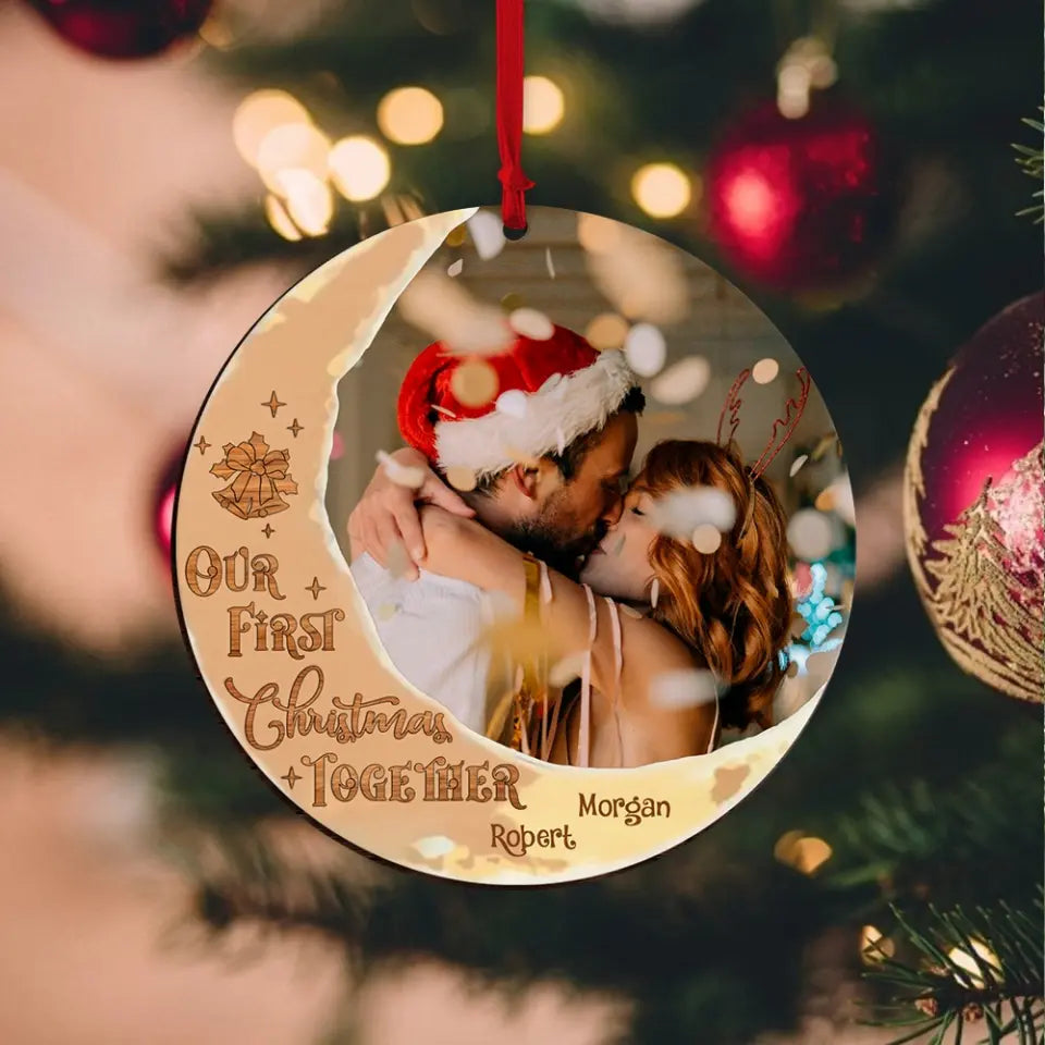 Our First Christmas Together Personalized Wooden Ornament 2 Side
