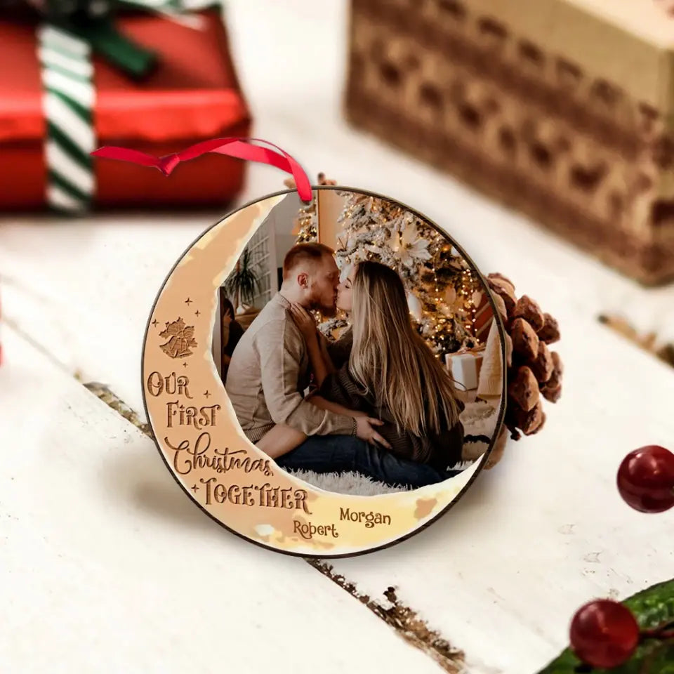 Our First Christmas Together Personalized Wooden Ornament 2 Side