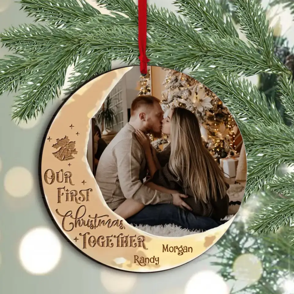 Our First Christmas Together Personalized Wooden Ornament 2 Side