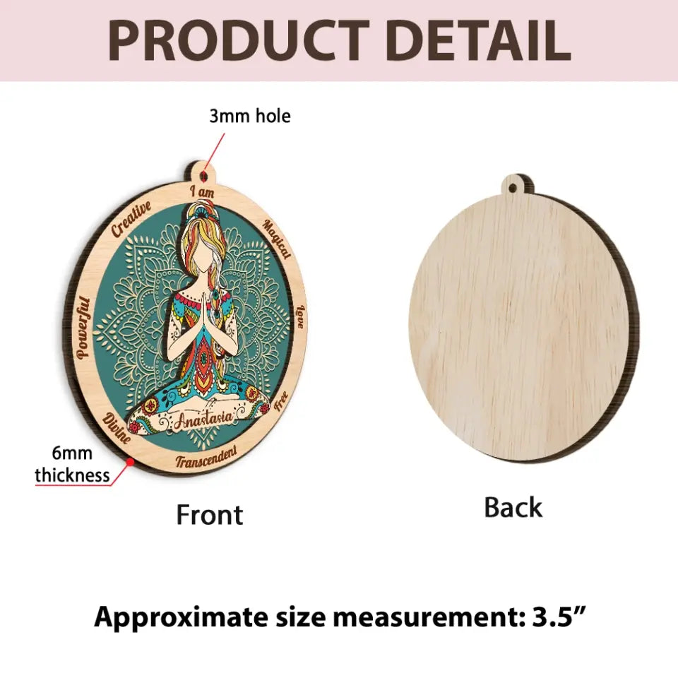 Yoga Mandala I Am - Personalized 2 Layered Wooden Ornament