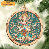 Yoga Mandala I Am, Personalized 2 Layered Wooden Ornament, Gift For Yogi, Spiritual People | 311IHPBNOR1278
