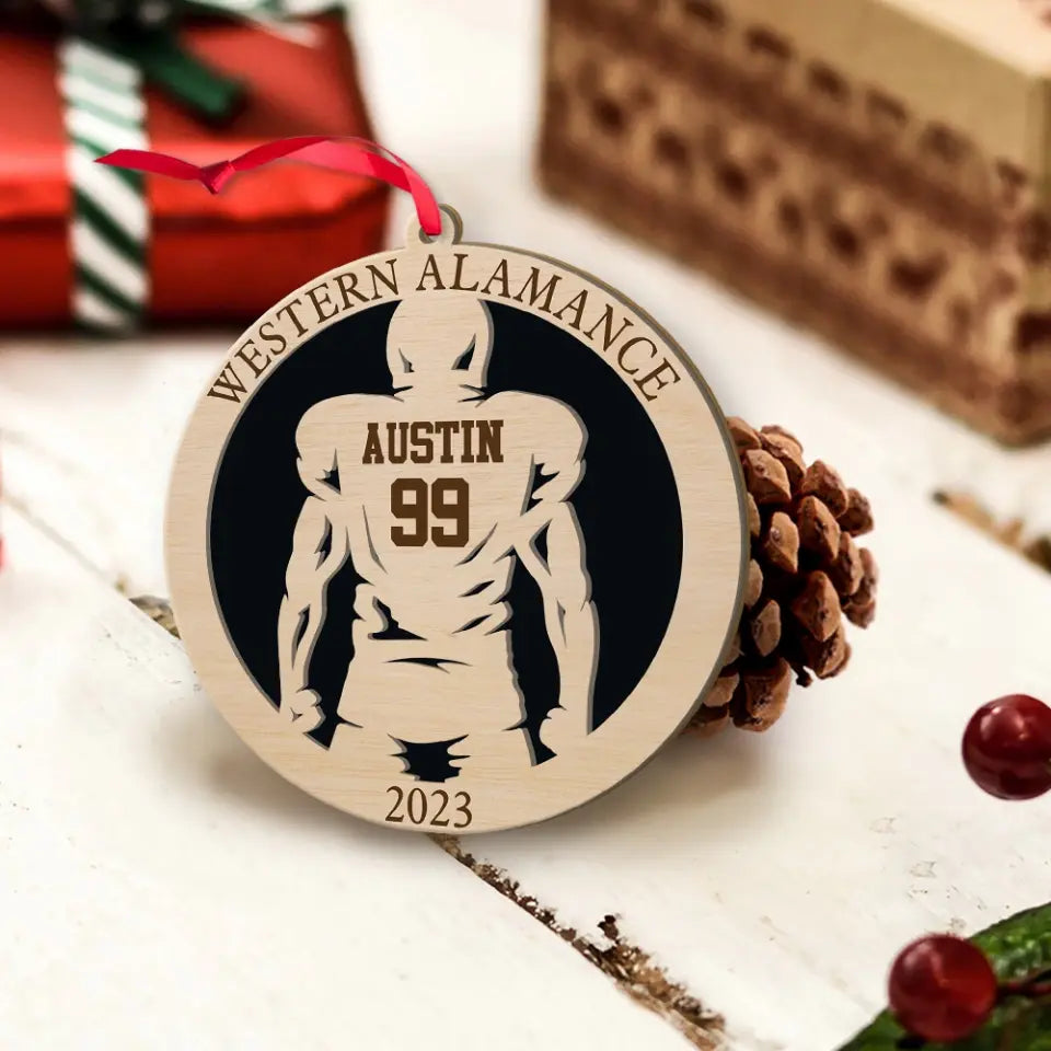 Football Spirit Personalized Wooden Football Ornament Gift For Football Lovers