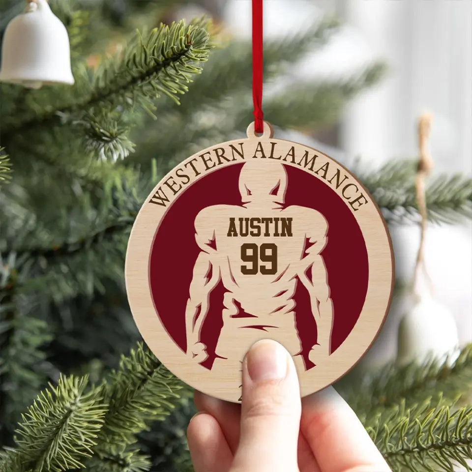 Football Spirit Personalized Wooden Football Ornament Gift For Football Lovers