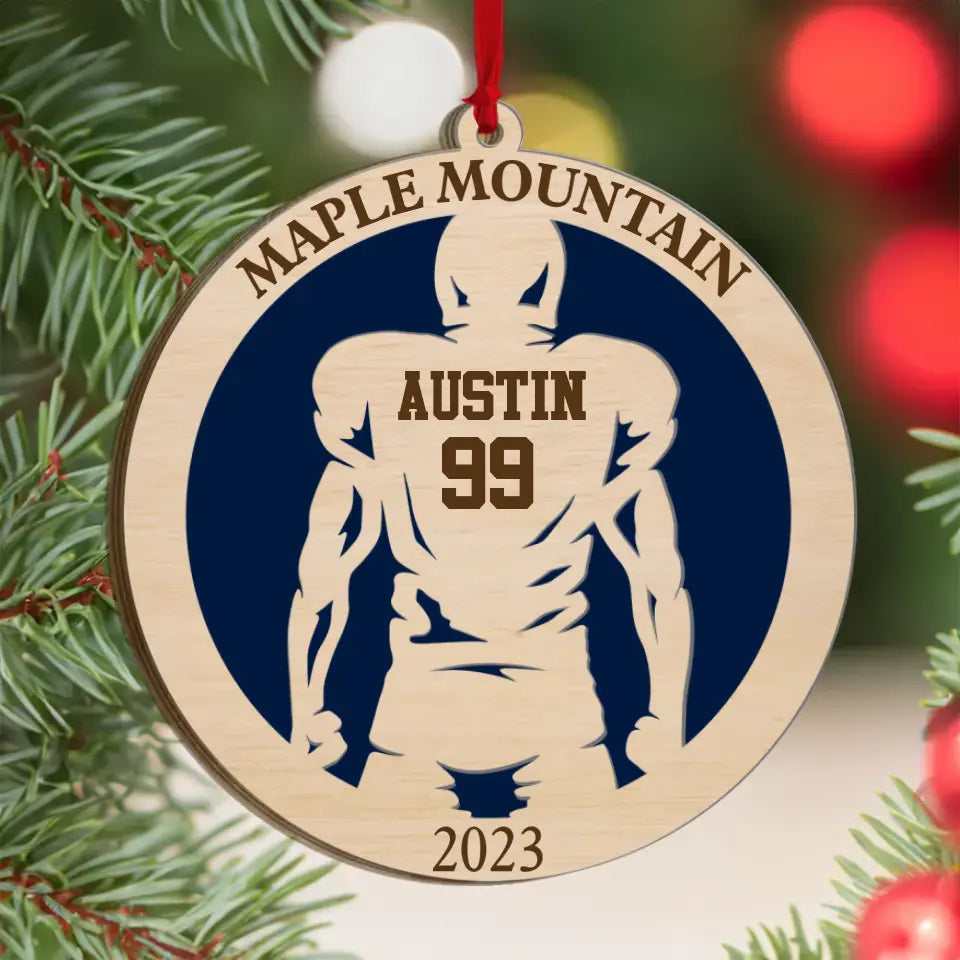 Football Spirit Personalized Wooden Football Ornament Gift For Football Lovers