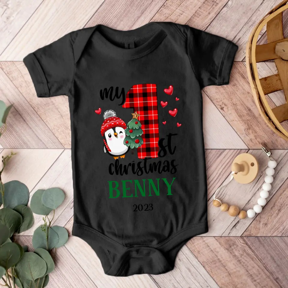 My 1st Christmas 2025 Cute Penguin Custom Babysuit Christmas Gift For Baby