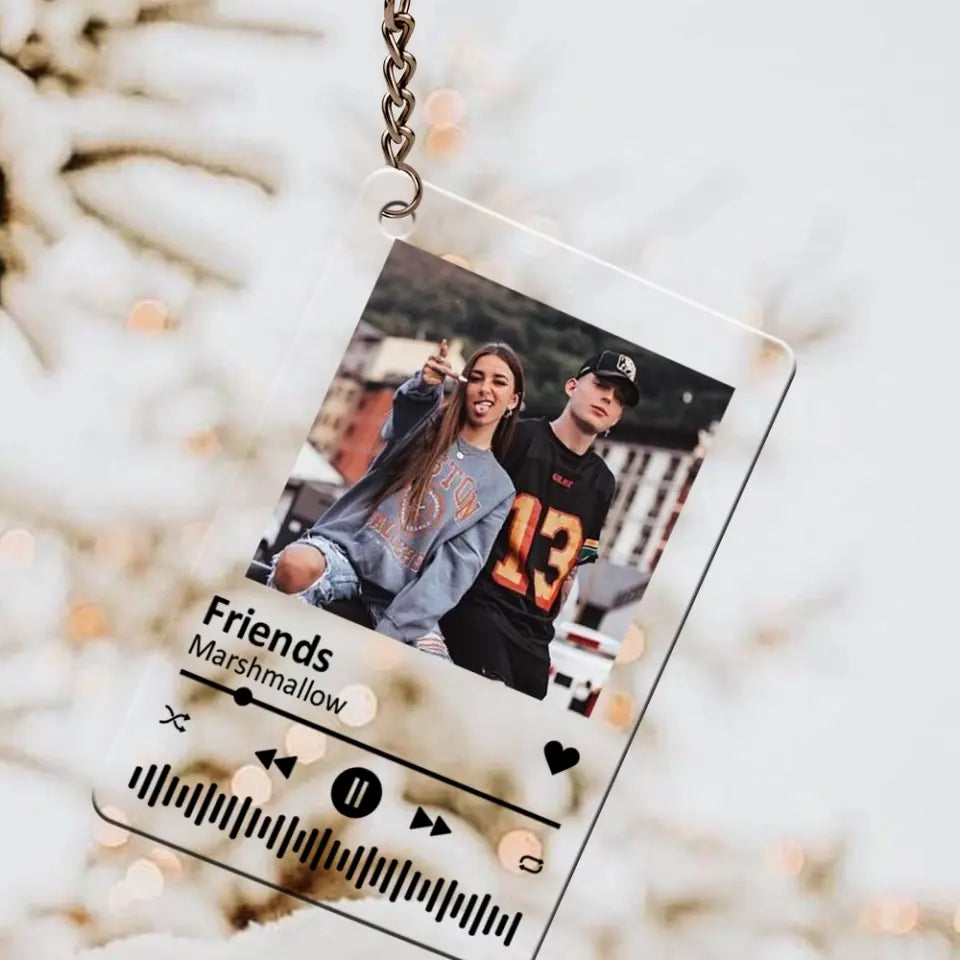 Personalized Valentine Gifts - Musical Memories in Hand - Personalized Favorite Song & Photo Keychain - Gift for Couples