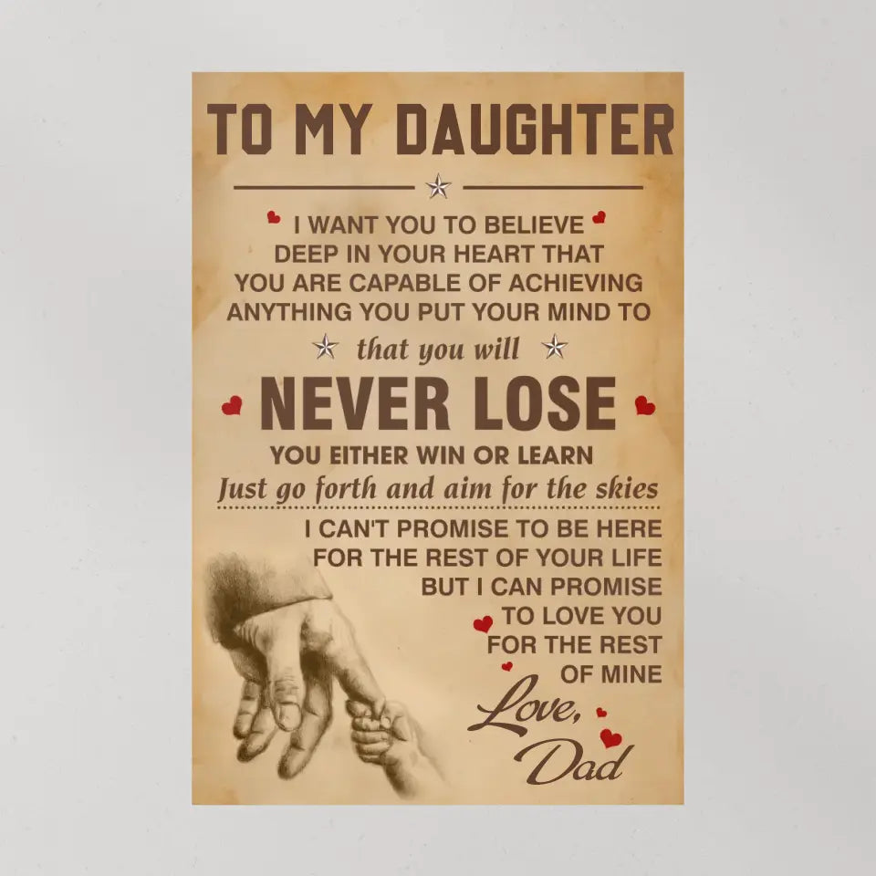 You Will Never Lose Custom Canvas Poster Birthday Gift For Daughter For Son