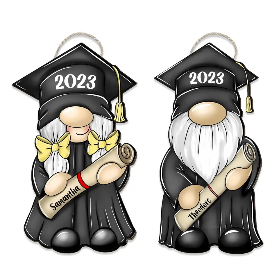 Easy Graduation Gnomes Personalized Wooden Sign