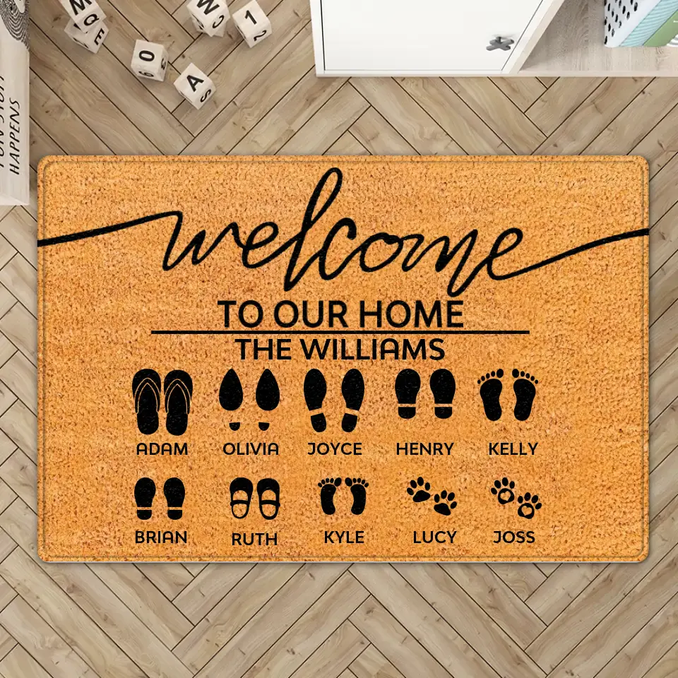 Welcome To Our Home Custom Footprint - Housewarming Gifts - Custom Doormat - Family Gifts