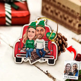 Face From Photo, Gift For Couple, Christmas Trunk, Shape Wooden Ornament | 311IHPBNOR1213