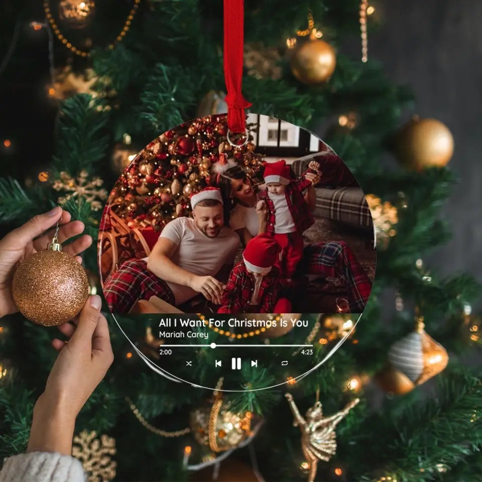 Custom Favorite Song - Personalized Acrylic Ornament with Photo - Christmas Gift for Her Him