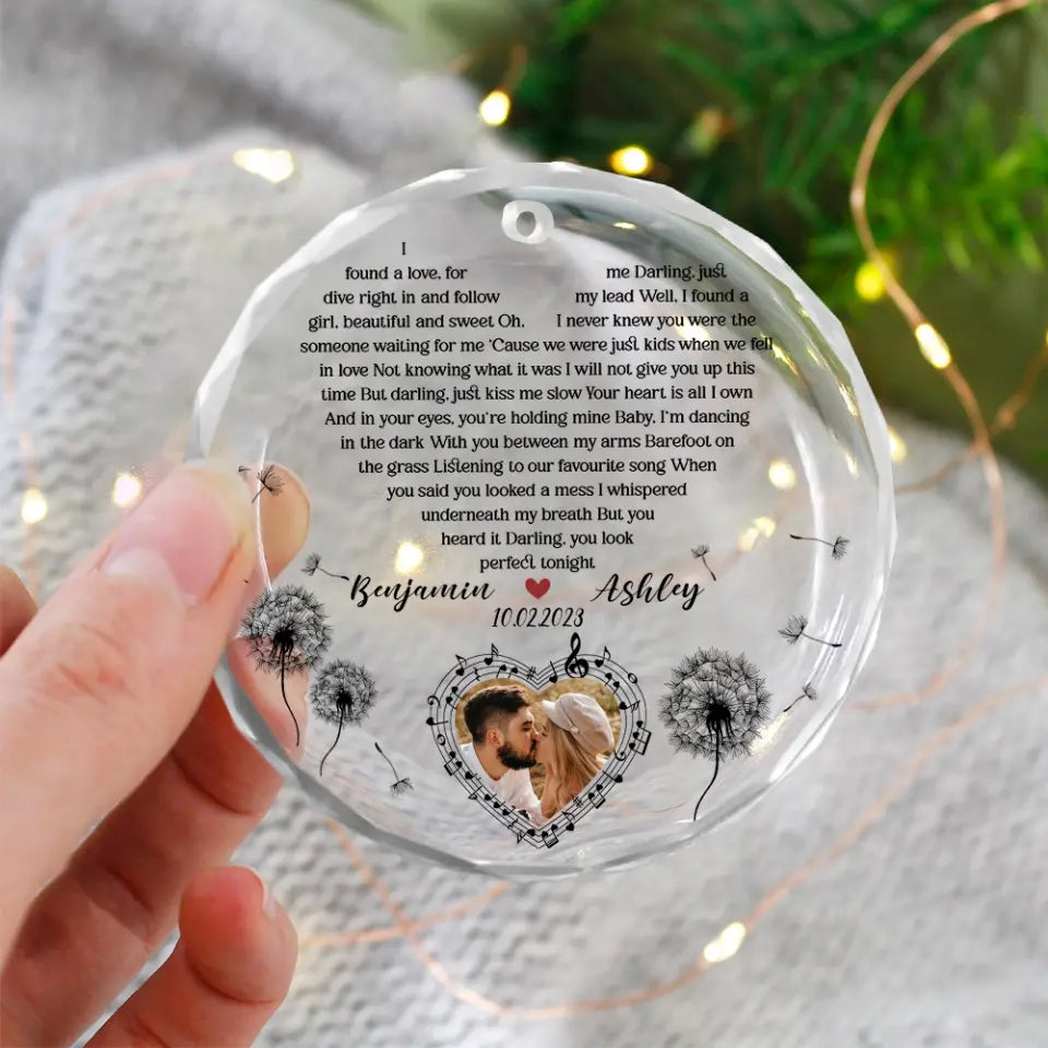 Personalized Acrylic Song Lyrics With Photo, Glass Ornament, Christmas Gifts For Couple| 309IHPBNOR1039