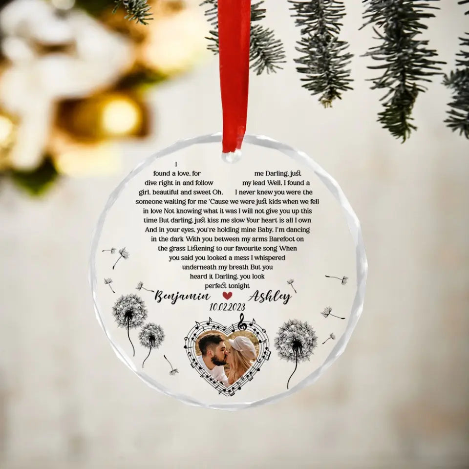 Personalized Acrylic Song Lyrics With Photo, Glass Ornament, Christmas Gifts For Couple| 309IHPBNOR1039