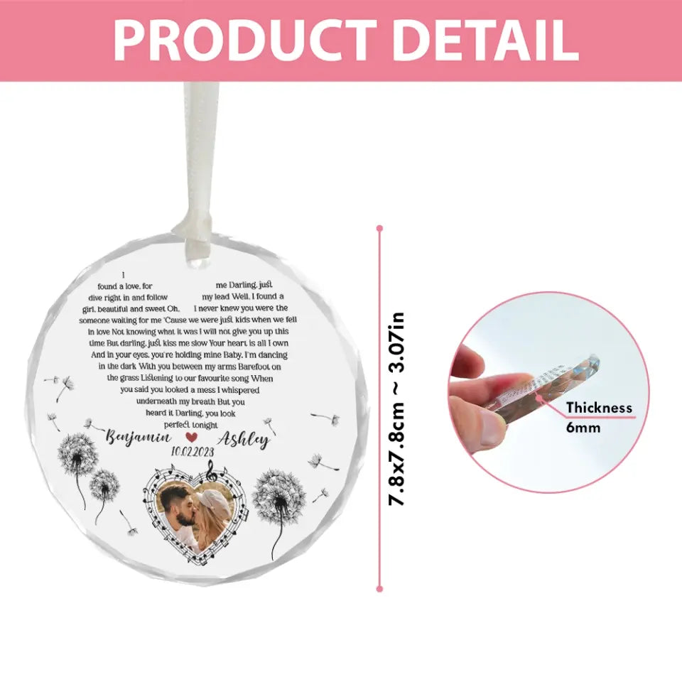 Personalized Acrylic Song Lyrics With Photo, Glass Ornament, Christmas Gifts For Couple| 309IHPBNOR1039