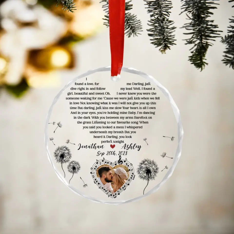 Personalized Acrylic Song Lyrics With Photo, Glass Ornament, Christmas Gifts For Couple| 309IHPBNOR1039