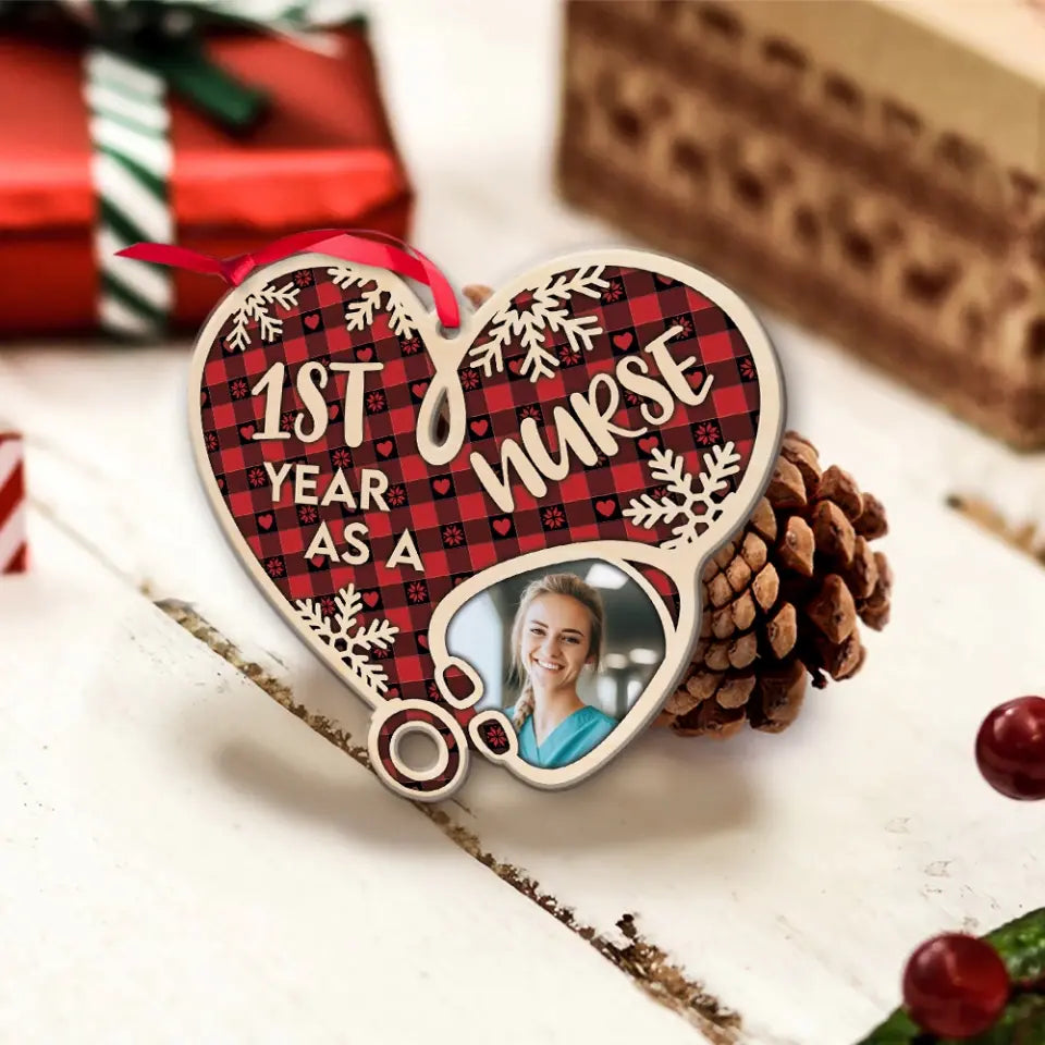 1st Year As A Nurse - Personalized Wooden Ornament - Gift For Nurse