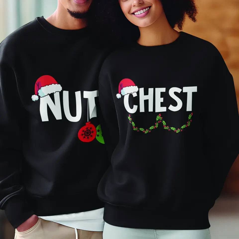 Chest Nuts Christmas, Funny Couples Shirts, Unisex Standard Sweatshirt, Christmas Gift For Couple | 312IHPNPTS1288