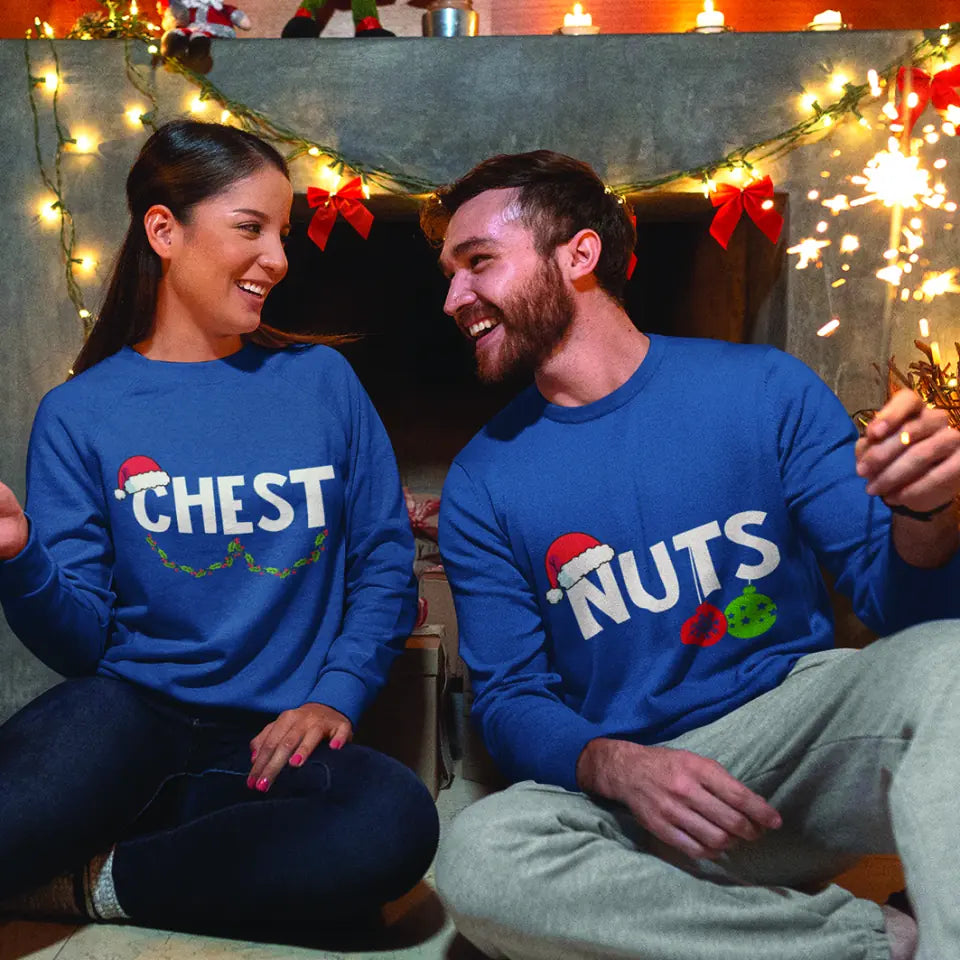 Chest Nuts Christmas, Funny Couples Shirts, Unisex Standard Sweatshirt, Christmas Gift For Couple | 312IHPNPTS1288