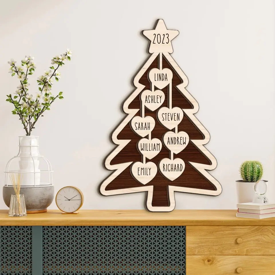 Personalized Family Christmas Tree Ornament 2023, With Family Member Names,  2 Layered Art Piece | 311IHPLNLP1216