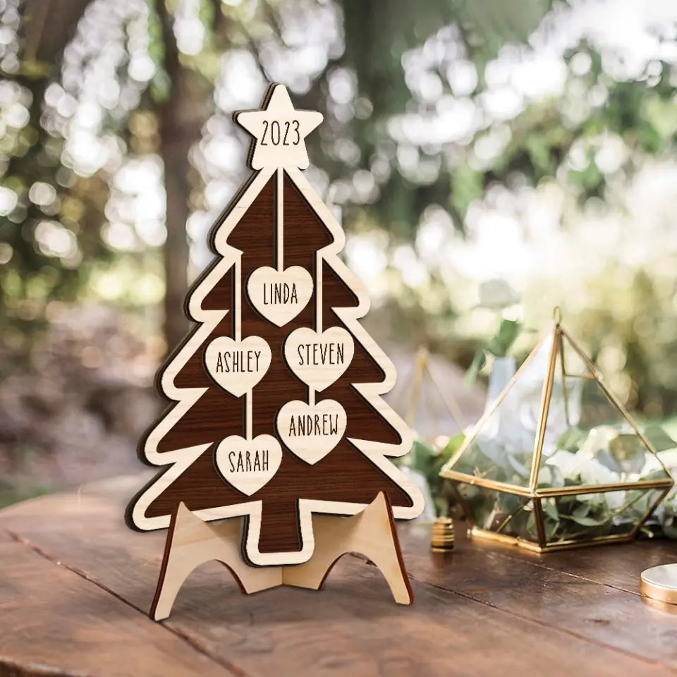 Personalized Family Christmas Tree Ornament 2023, With Family Member Names,  2 Layered Art Piece | 311IHPLNLP1216