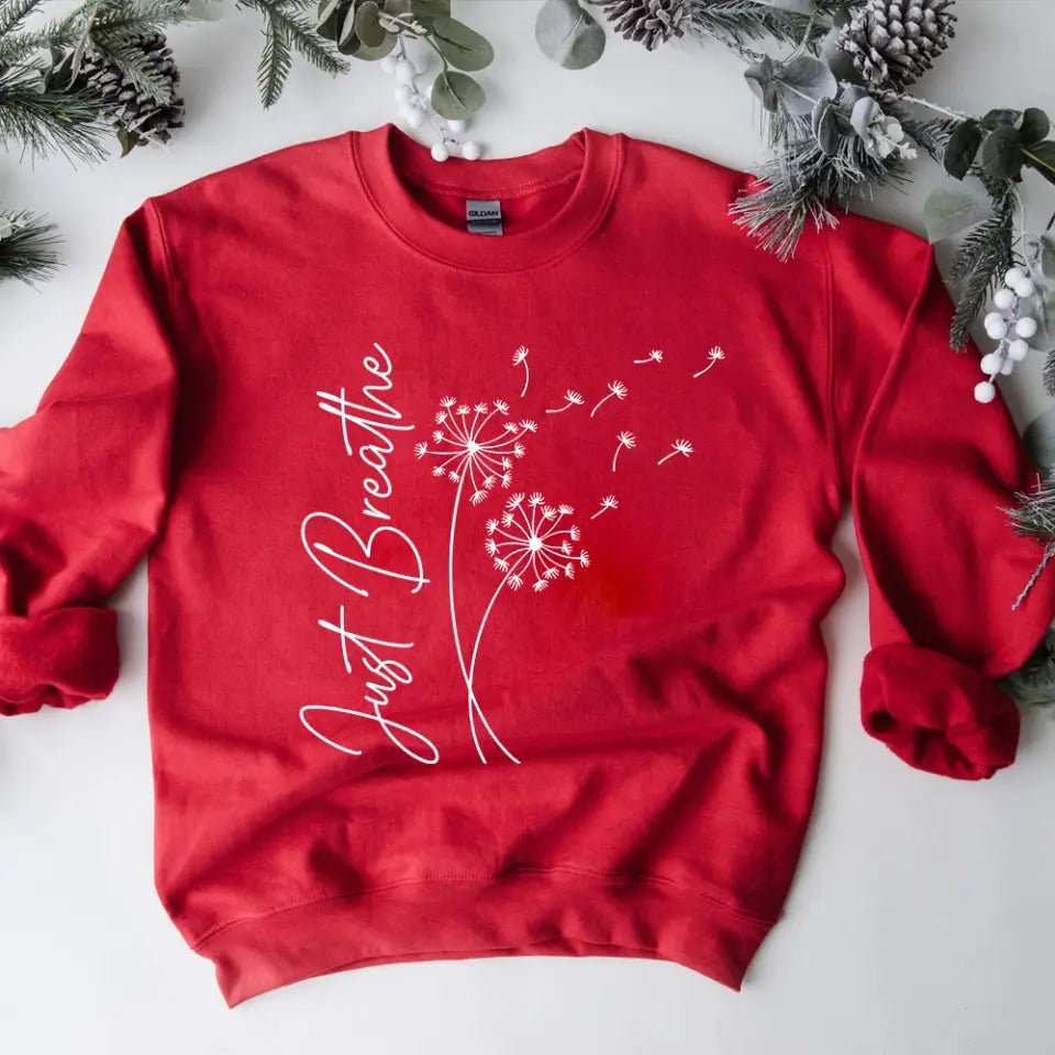 Just Breathe, Standard Hoodie, Neck Sweatshirt,  Gift For Spiritual People Yoga Lovers