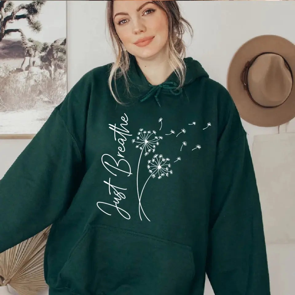 Just Breathe, Standard Hoodie, Neck Sweatshirt,  Gift For Spiritual People Yoga Lovers