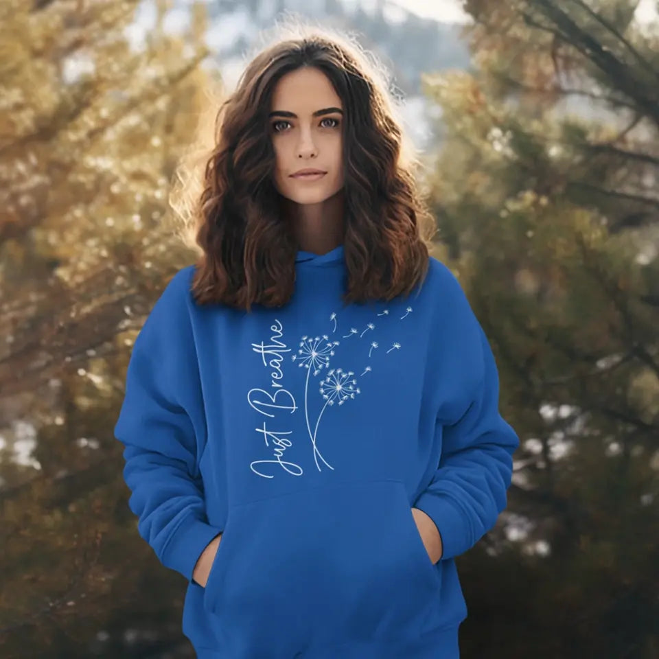 Just Breathe, Standard Hoodie, Neck Sweatshirt,  Gift For Spiritual People Yoga Lovers