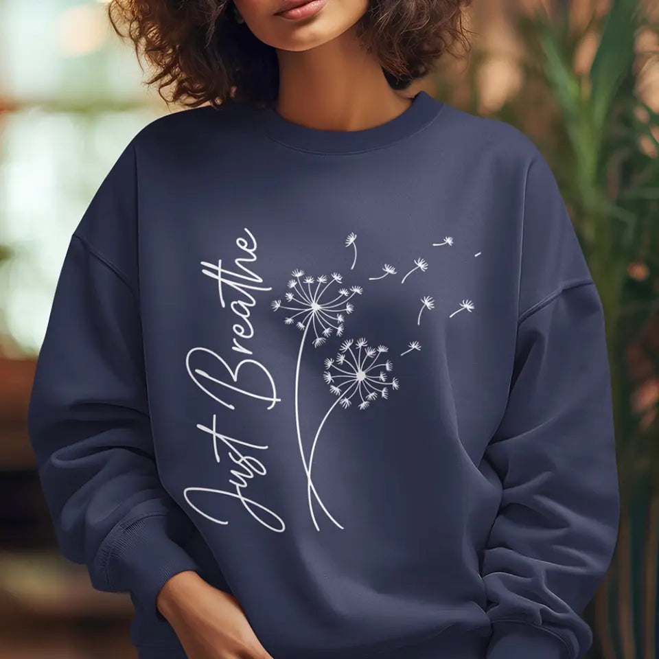 Just Breathe, Standard Hoodie, Neck Sweatshirt,  Gift For Spiritual People Yoga Lovers