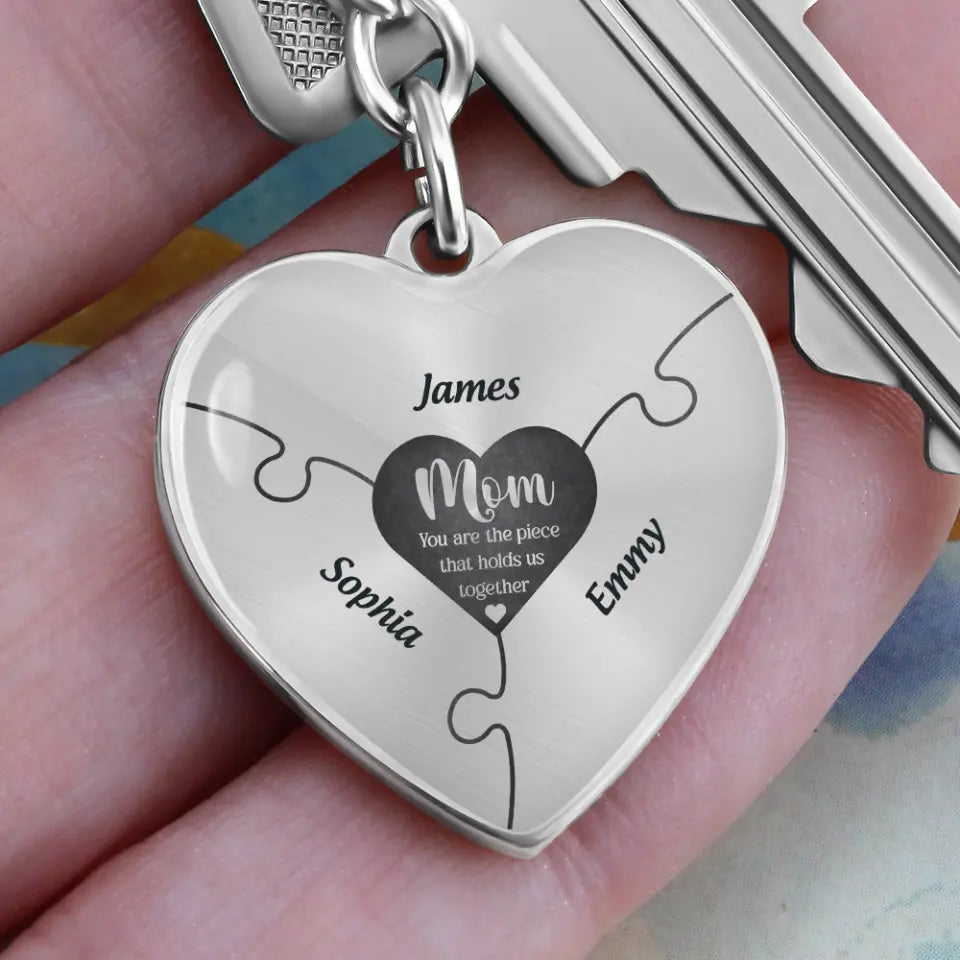 Mom You Are The Piece, Personalized Heart Necklace, Keychain, Gift For Mom | 306IHPBNJE772