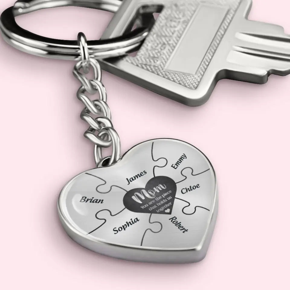 Mom You Are The Piece Personalized Heart Necklace