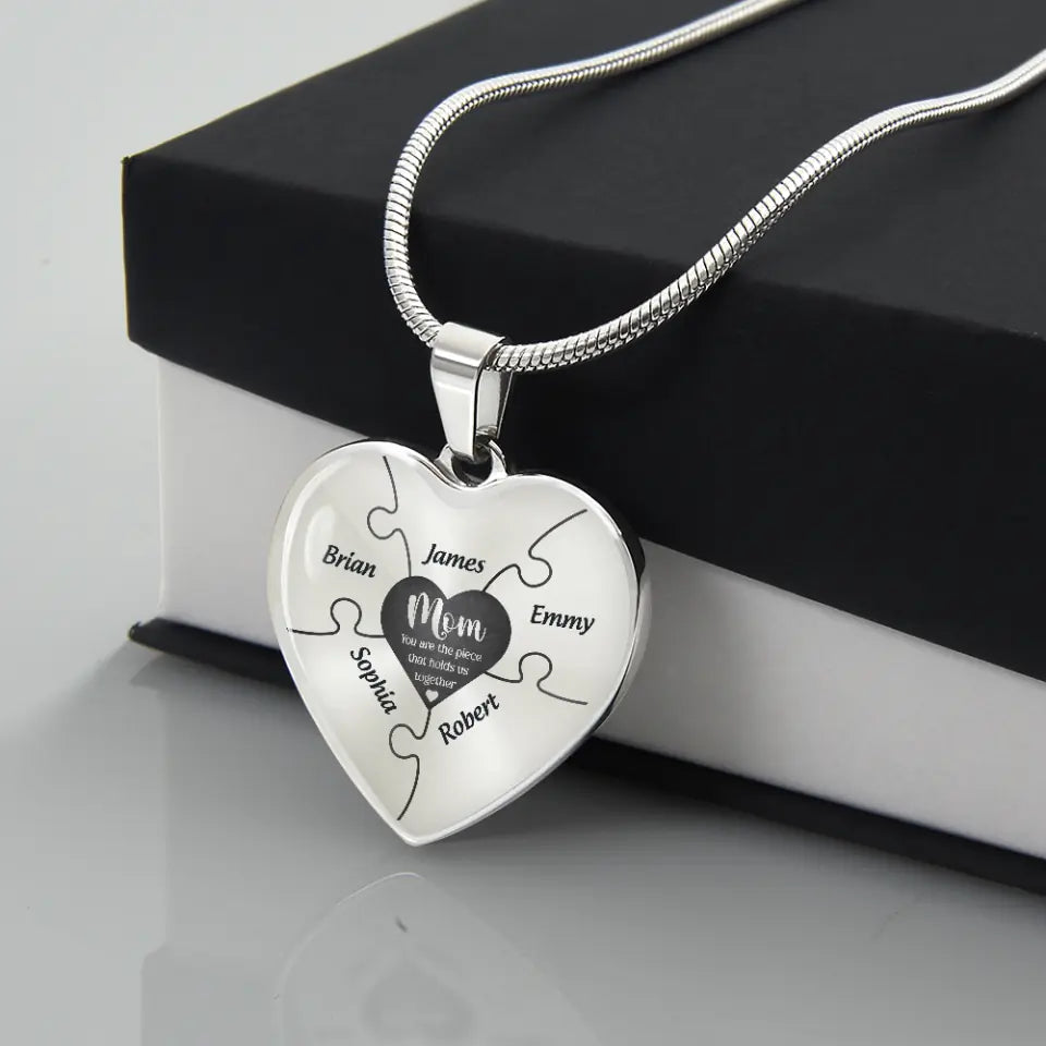 Mom You Are The Piece Personalized Heart Necklace