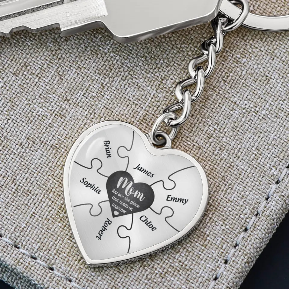Mom You Are The Piece Personalized Heart Necklace