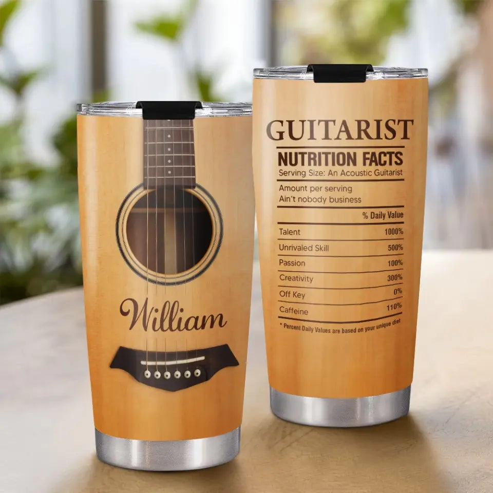 Guitarist Nutrition Facts Custom Tumbler Gift For Guitar Lovers