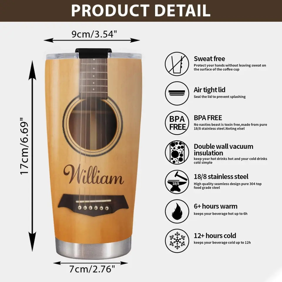 Guitarist Nutrition Facts Custom Tumbler Gift For Guitar Lovers