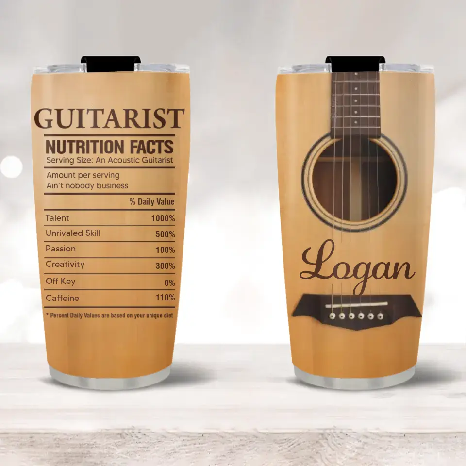 Guitarist Nutrition Facts, 20oz Stainless Steel Tumbler, Gift For Guitar Lovers | 312IHPBNTU1327