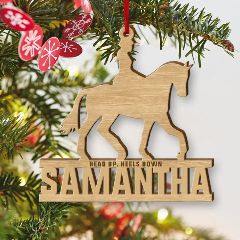 Horseback Riding - Personalized Cut-out Wooden Ornament with Name - Gift For Horse Lovers, Esquestian