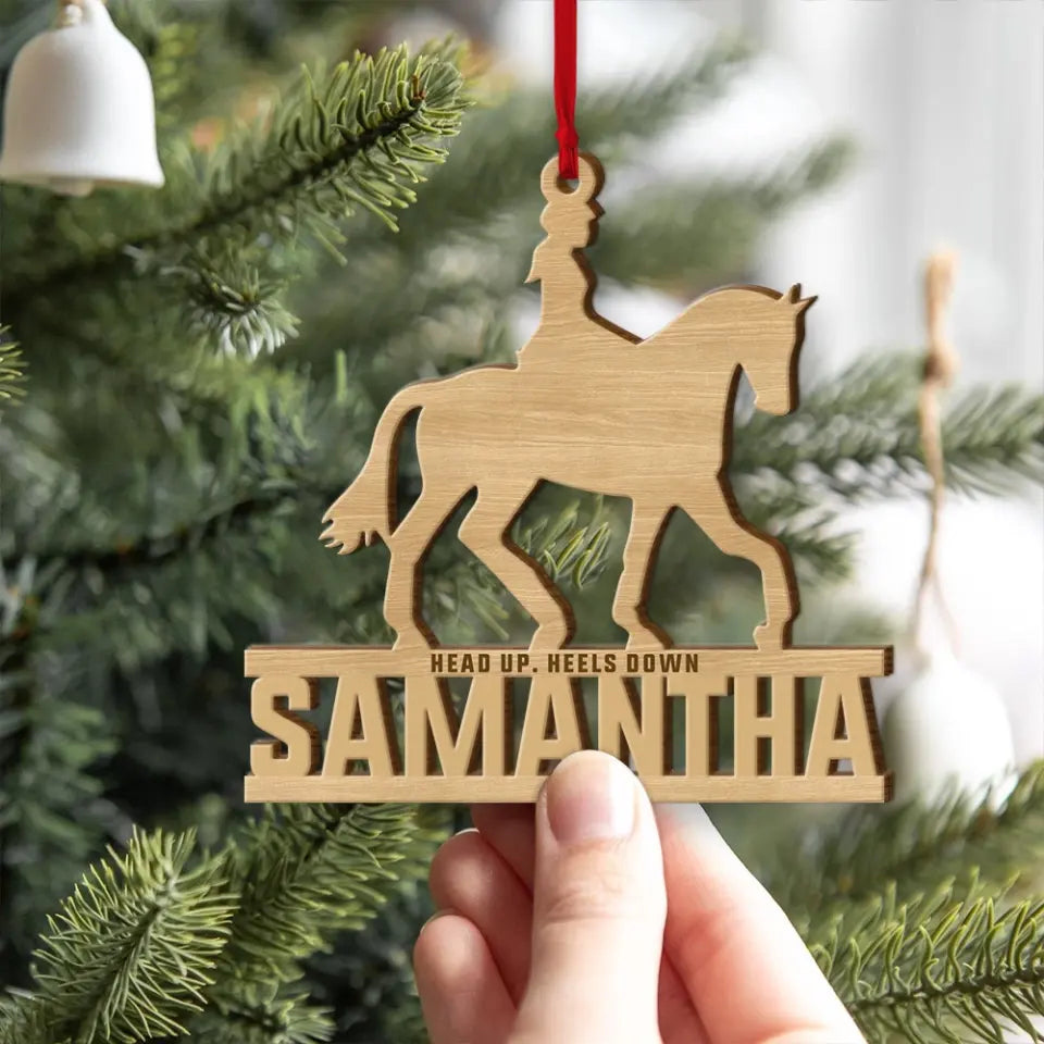 Horseback Riding - Personalized Cut-out Wooden Ornament with Name - Gift For Horse Lovers, Esquestian