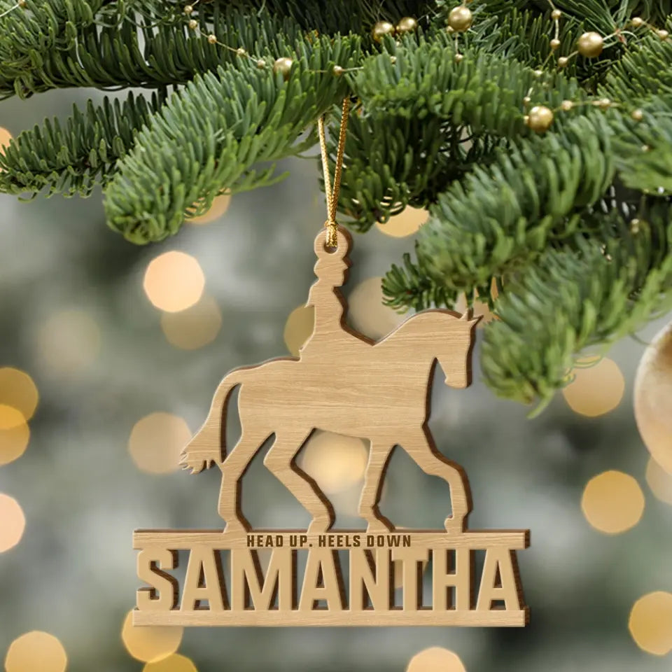 Horseback Riding - Personalized Cut-out Wooden Ornament with Name - Gift For Horse Lovers, Esquestian