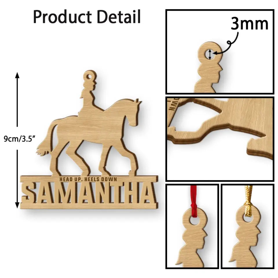 Horseback Riding - Personalized Cut-out Wooden Ornament with Name - Gift For Horse Lovers, Esquestian