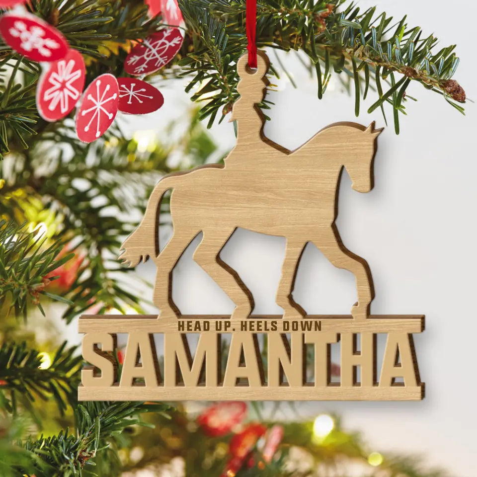 Horseback Riding - Personalized Cut-out Wooden Ornament with Name - Gift For Horse Lovers, Esquestian