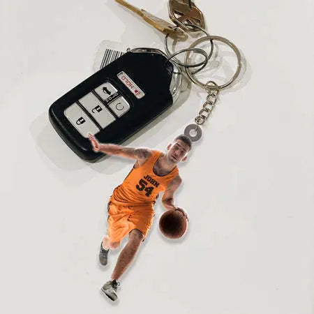 Custom Photo Acrylic Flat Keychain - Personalized Sport Keychain