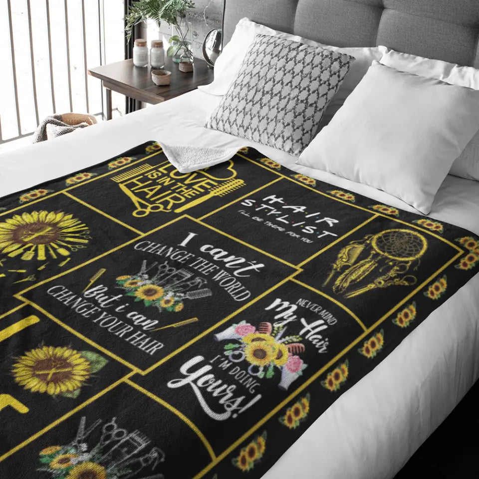 I Can't Change The World But I Can Change Your Hair, Fleece Blanket, Gift For Hair Stylist Barber | 312IHPBNBL1332